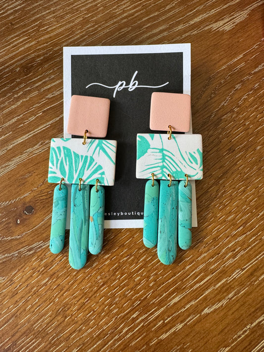 Teal/ peach Earrings