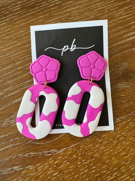 Hot Pink/White Earrings