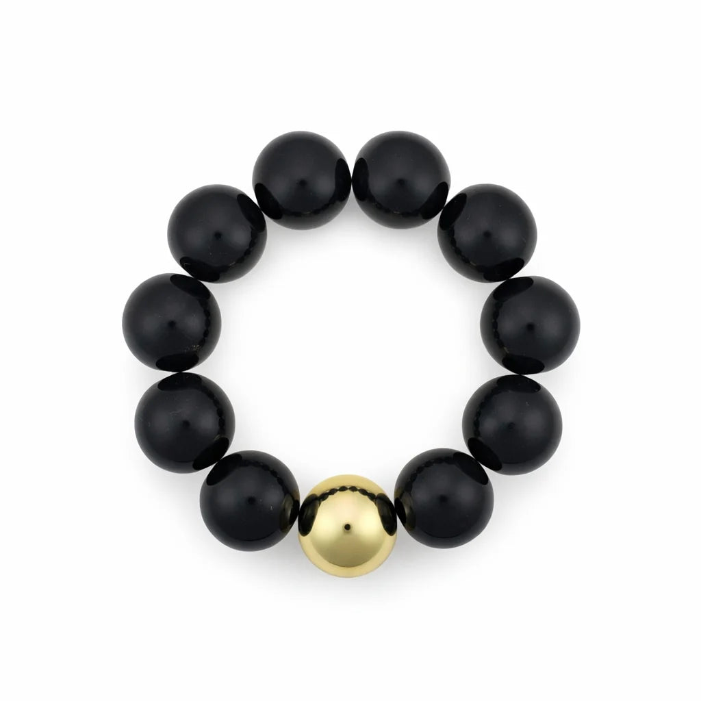 16MM Beaded with Gold Accent Ball Stretch Bracelets