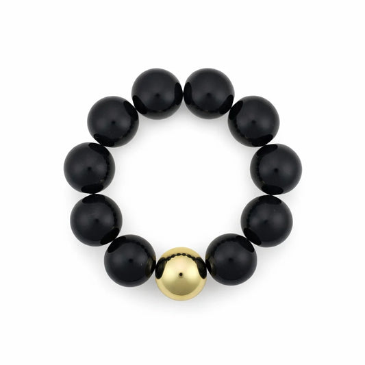 16MM Beaded with Gold Accent Ball Stretch Bracelets