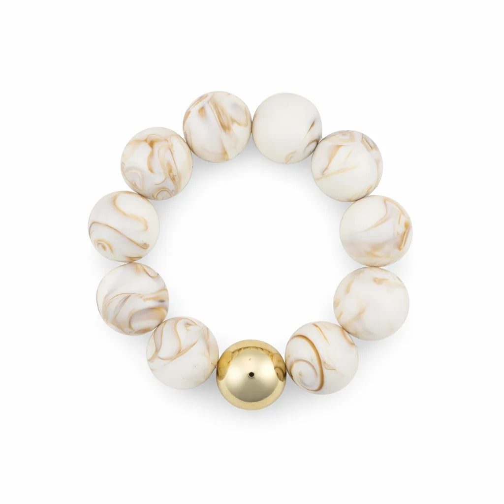 16MM Beaded with Gold Accent Ball Stretch Bracelets