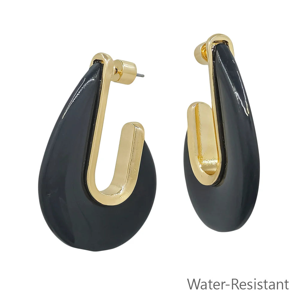 Water Resistant Acrylic and Gold Teardrop 2" Earring