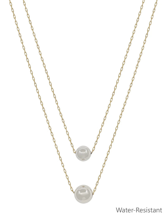 Water Resistant Double Layered Gold and Silver 10mm&12mm Ball 16"-18" Necklace