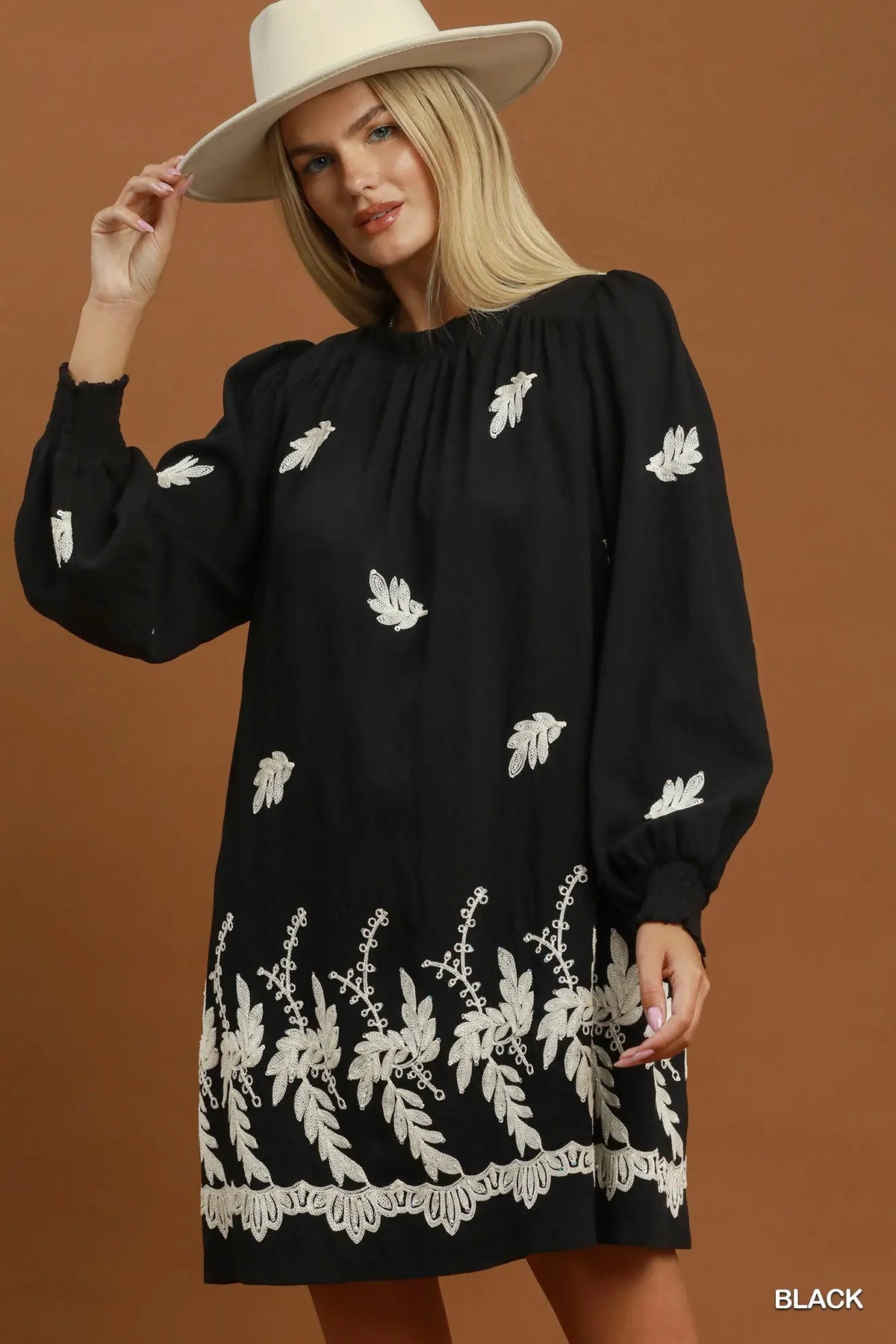 Botanical Ruffle Neck Dress