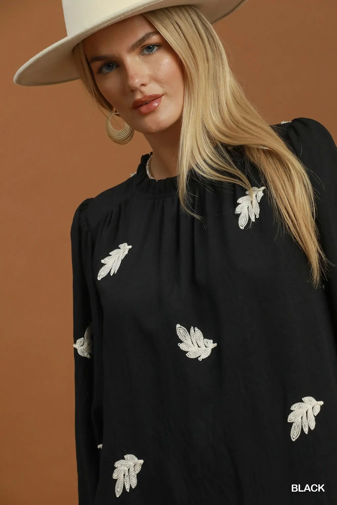 Botanical Ruffle Neck Dress