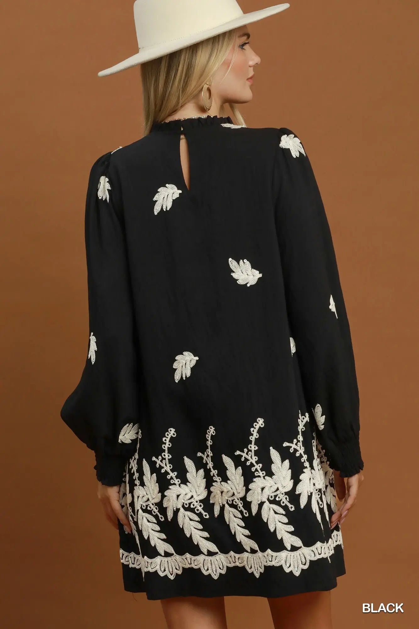 Botanical Ruffle Neck Dress