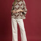 Abstract Print Mock Neck Pullover Sweater