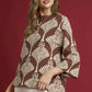 Abstract Print Mock Neck Pullover Sweater