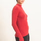 Ribbed Mock Neck Long Sleeve Knit Top