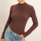 Ribbed Mock Neck Long Sleeve Knit Top