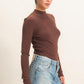 Ribbed Mock Neck Long Sleeve Knit Top