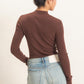 Ribbed Mock Neck Long Sleeve Knit Top