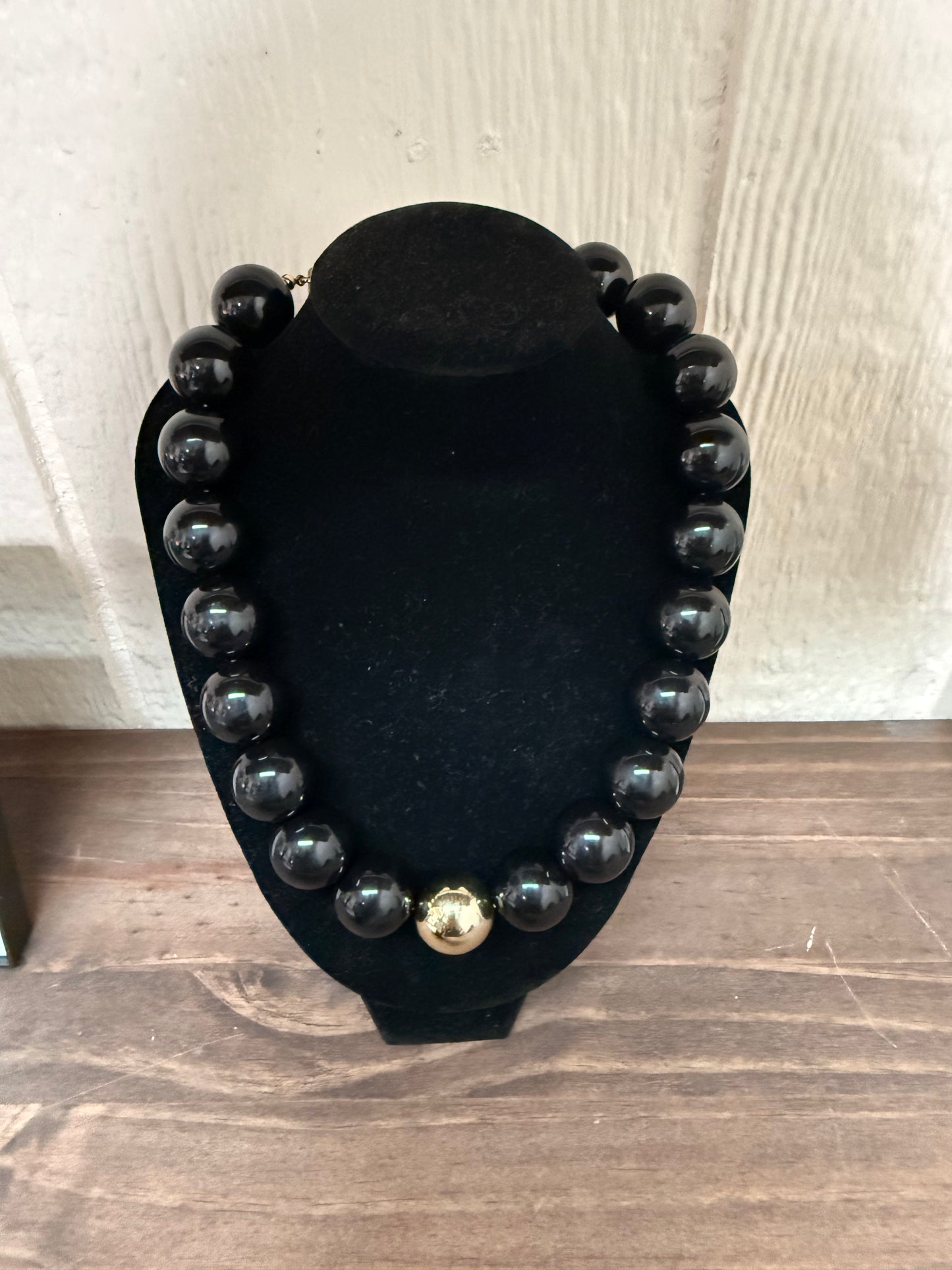 Resin Beaded with Gold Ball Accent 16MM 16”-18” Necklace