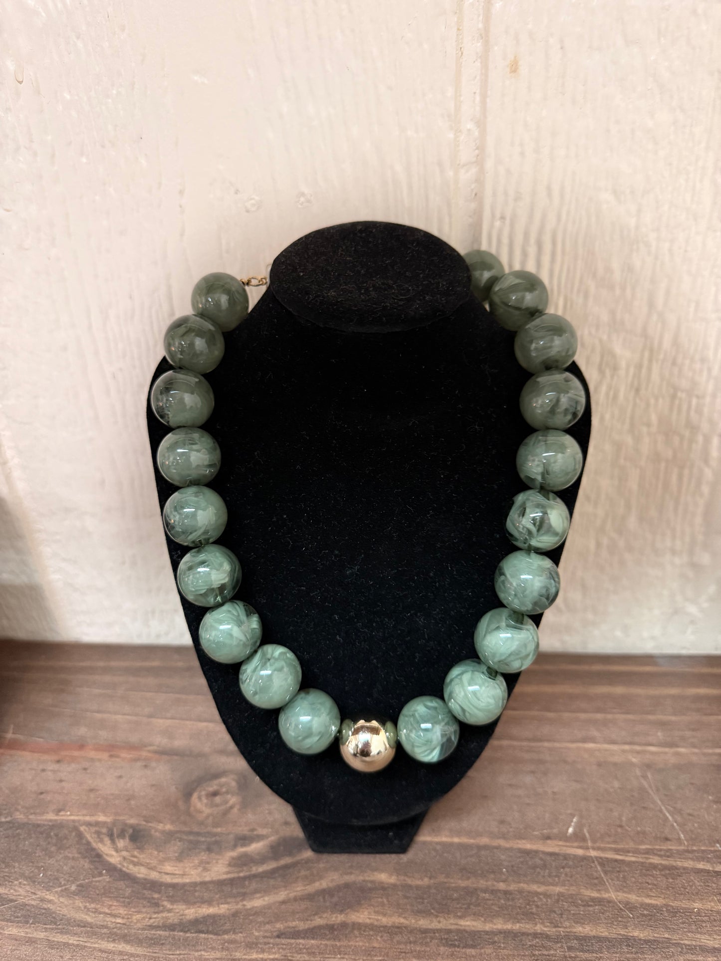 Resin Beaded with Gold Ball Accent 16MM 16”-18” Necklace