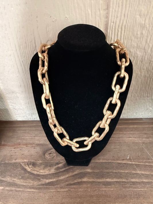 Hammered Matte Gold  Open Chain 16"-18" Necklace