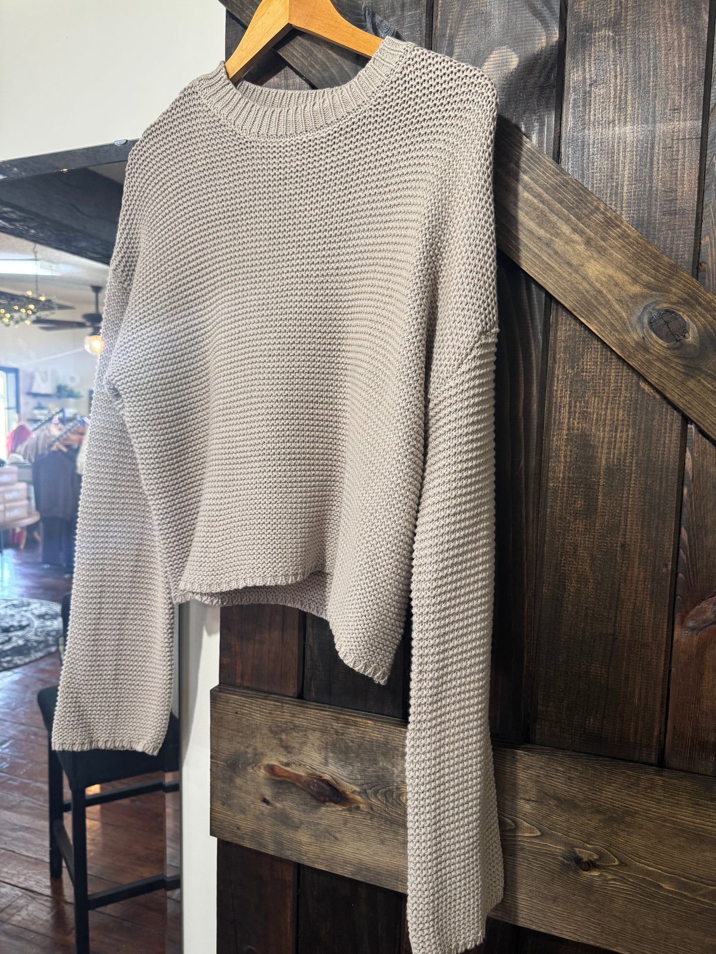 Bell Sleeve Knit Crew Neck Sweater