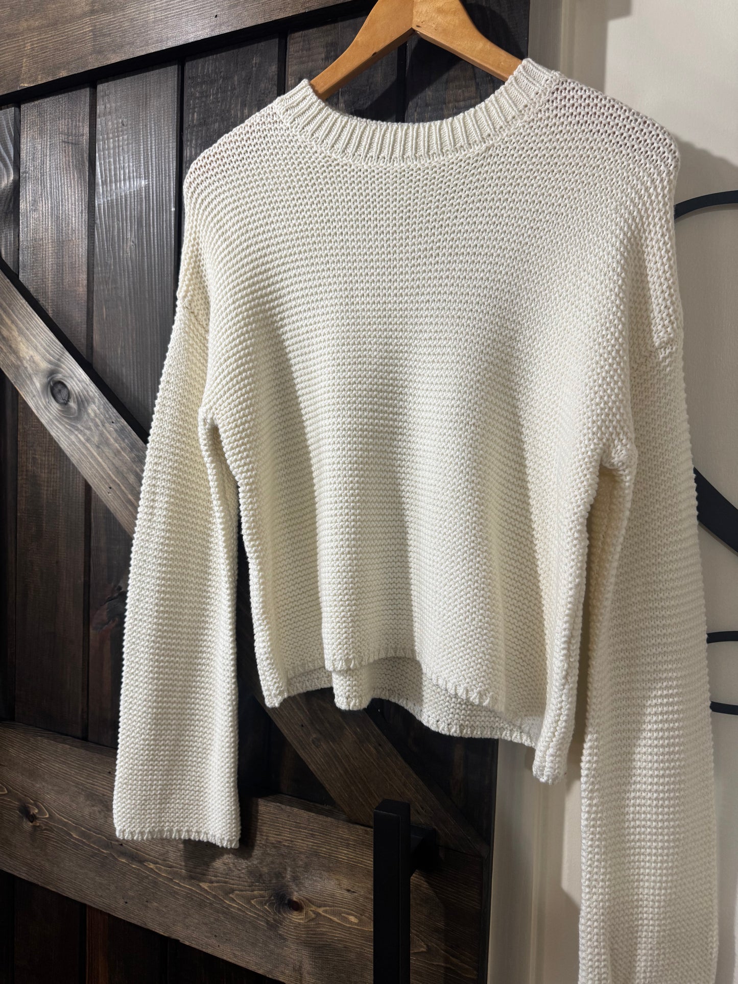 Bell Sleeve Knit Crew Neck Sweater