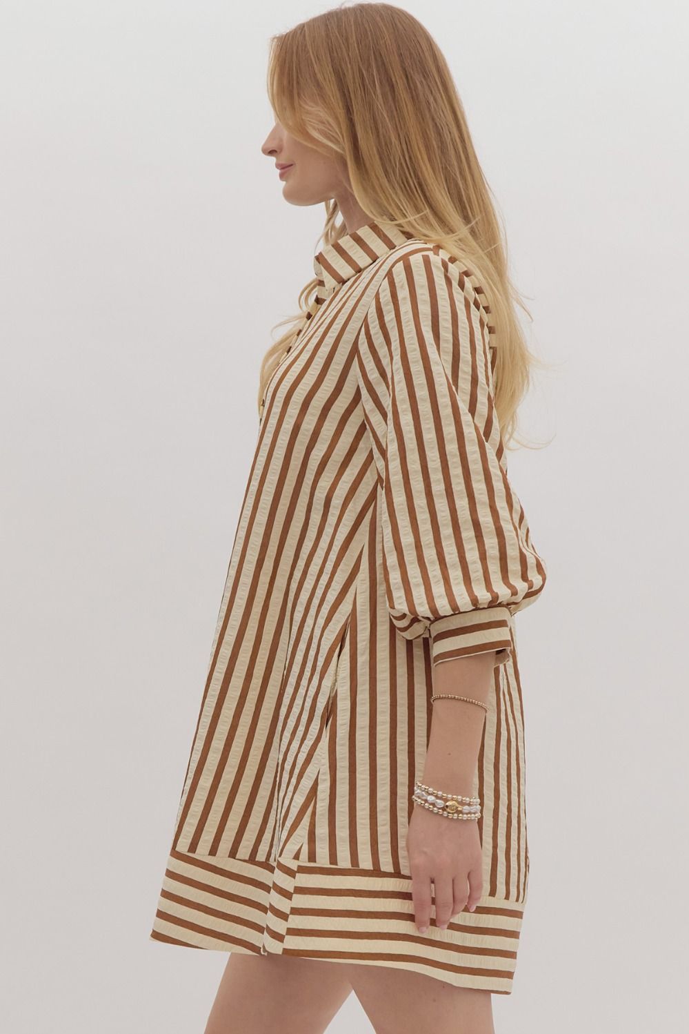 Striped Seersucker Pullover Mini Dress