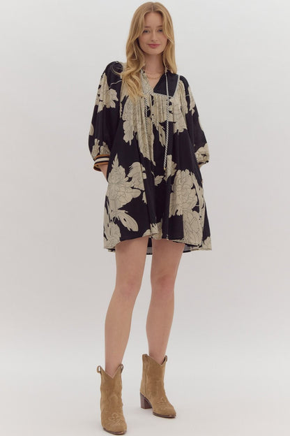 Floral Print Pullover Mini Dress