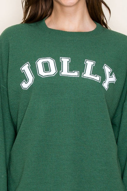 “Jolly” Stencil Knit Graphic Sweatshirt