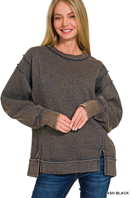 Acid Wash Fleece Sweatshirt