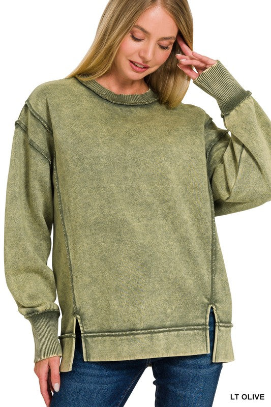 Acid Wash Fleece Sweatshirt