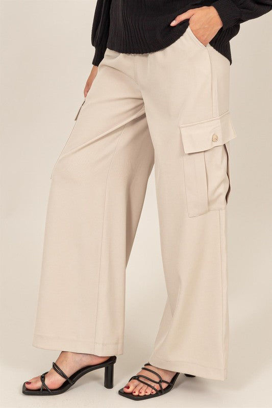 Drawstring Wide Legged Pants w/Pockets