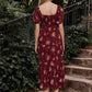 Floral Sweetheart Smocked Puff Tiered Midi Dress
