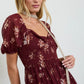 Floral Sweetheart Smocked Puff Tiered Midi Dress