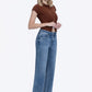 High Rise Ankle Slim Wide Jeans