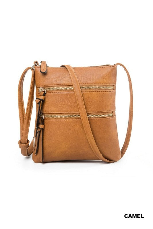 Triple Zipper Crossbody Bag