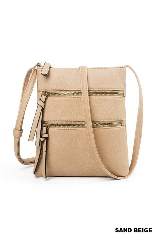 Triple Zipper Crossbody Bag