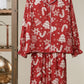 Christmas Print Button-Up Loungewear