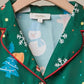 Christmas Print Button-Up Loungewear