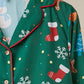 Christmas Print Button-Up Loungewear