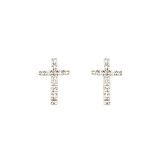 SGold Rhinestone .5" Cross Stud Earring