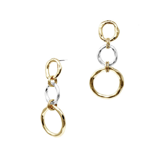 Open Gold and Silver Circles 1.5" Earring