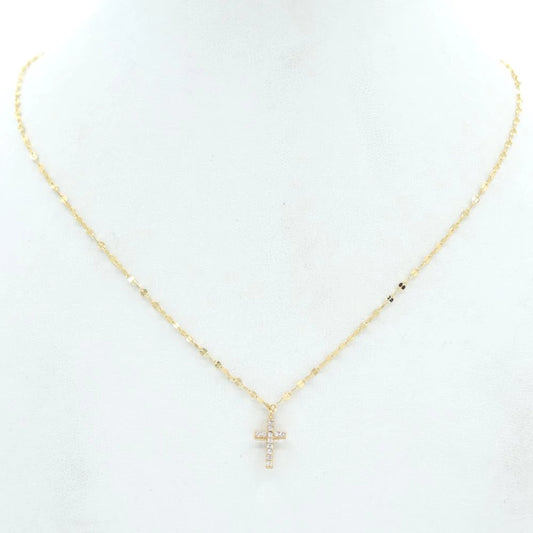 Gold Chain with Rhinestone Cross 16"-18" Necklace