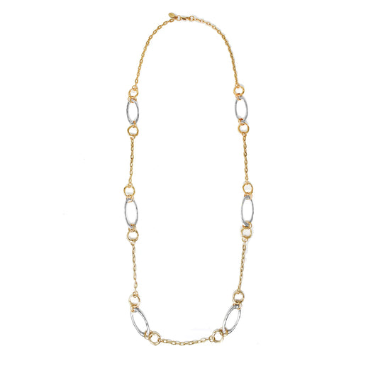 Gold Chain with Silver Open Circle 32" Chain Necklace