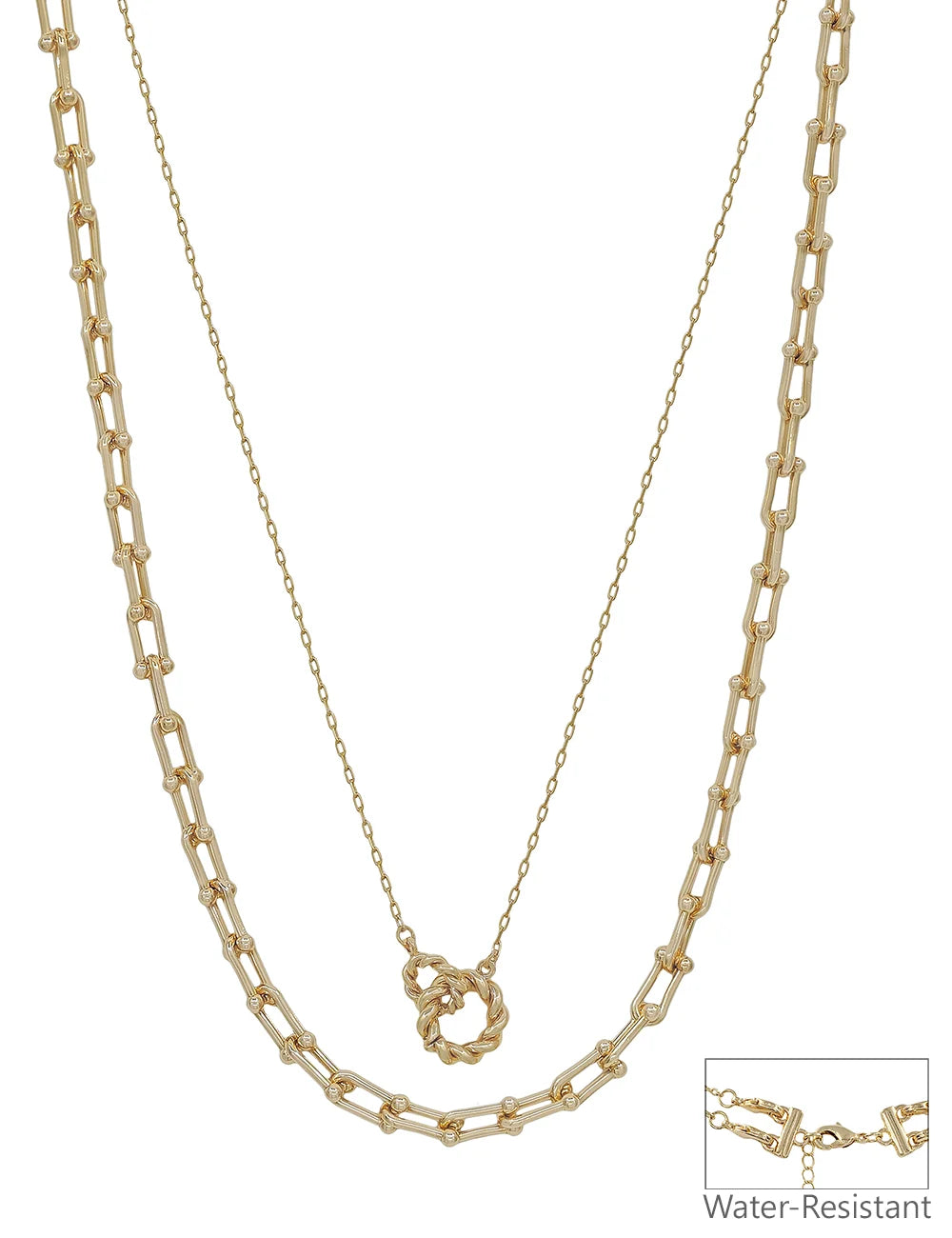 Water Resistant Gold 2 Layer Multi way Tiffany Chain 16"-18" Necklace