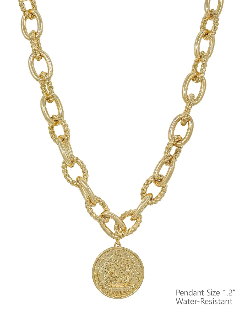 Water Resistant Chunky Chain Stamped Gold Chain 16"-18" Necklace
