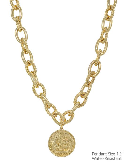 Water Resistant Chunky Chain Stamped Gold Chain 16"-18" Necklace