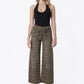 High Rise Leopard Print Waist Tie Crop Wide Jeans