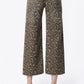 High Rise Leopard Print Waist Tie Crop Wide Jeans