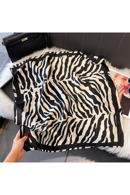 Irregular Striped Zebra Print Square Scarf