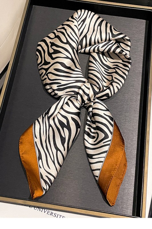 Irregular Striped Zebra Print Square Scarf