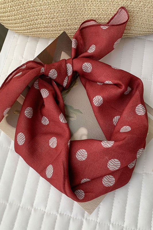 Polka Dot/Floral Print Square Scarf