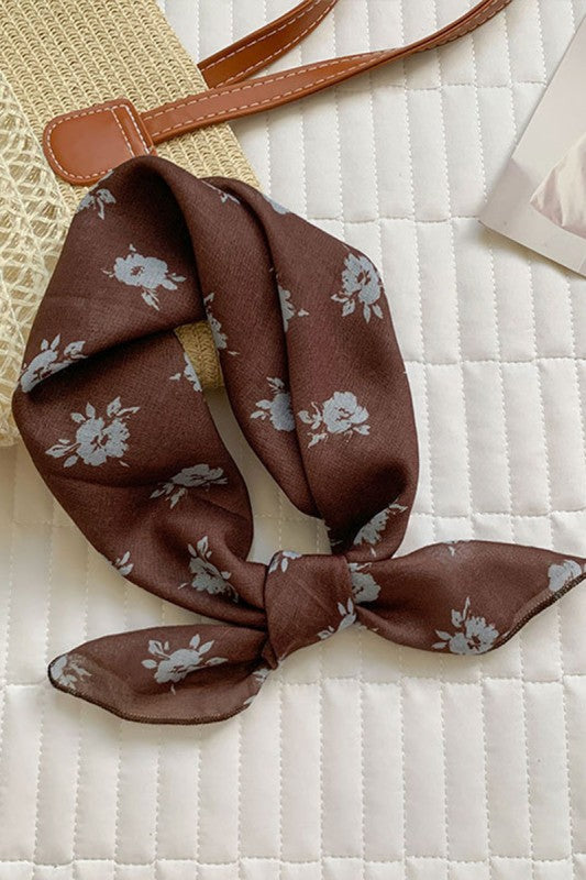 Polka Dot/Floral Print Square Scarf