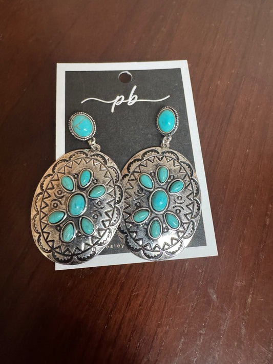 Silver and Turquoise Dangle Earrings