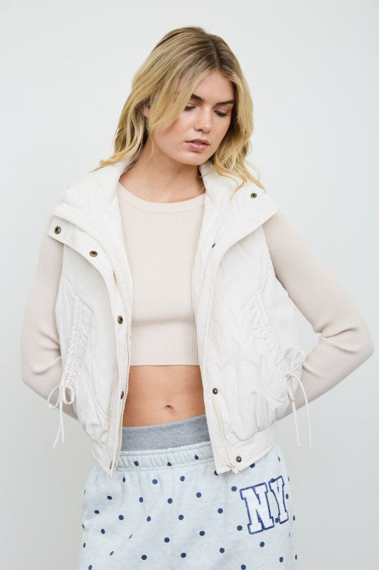 Wave Quilted Snap-Front Stand Collar Vest